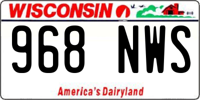 WI license plate 968NWS