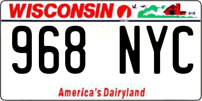 WI license plate 968NYC