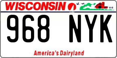 WI license plate 968NYK