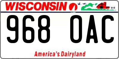 WI license plate 968OAC