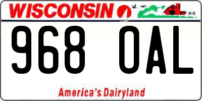 WI license plate 968OAL