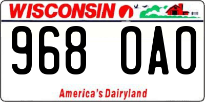 WI license plate 968OAO