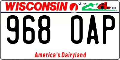 WI license plate 968OAP