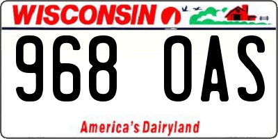 WI license plate 968OAS