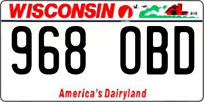 WI license plate 968OBD