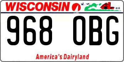 WI license plate 968OBG