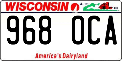 WI license plate 968OCA