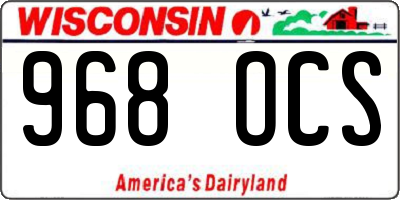 WI license plate 968OCS