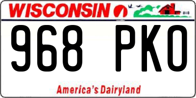 WI license plate 968PKO