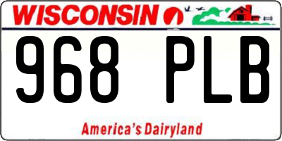 WI license plate 968PLB