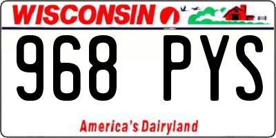 WI license plate 968PYS