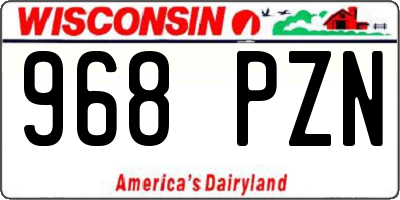 WI license plate 968PZN