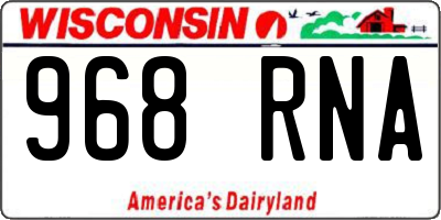 WI license plate 968RNA