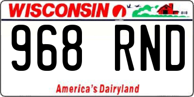 WI license plate 968RND