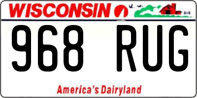 WI license plate 968RUG