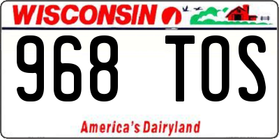 WI license plate 968TOS