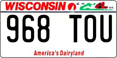 WI license plate 968TOU