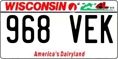 WI license plate 968VEK