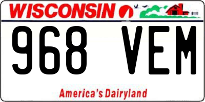 WI license plate 968VEM