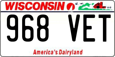 WI license plate 968VET