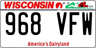 WI license plate 968VFW