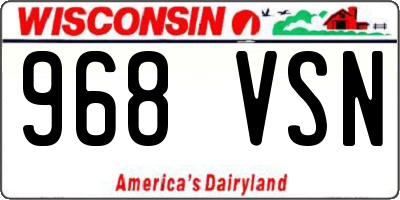WI license plate 968VSN