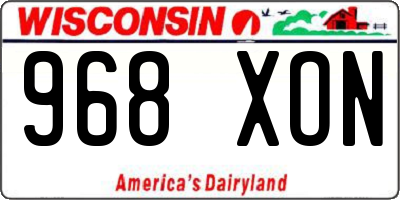 WI license plate 968XON