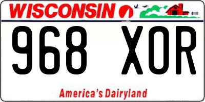 WI license plate 968XOR