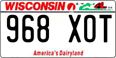 WI license plate 968XOT