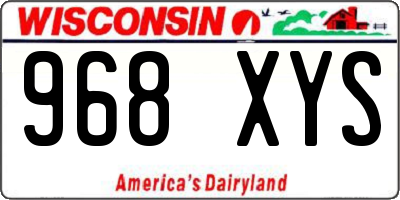 WI license plate 968XYS