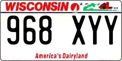 WI license plate 968XYY