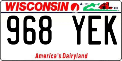 WI license plate 968YEK