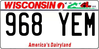 WI license plate 968YEM