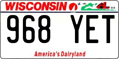 WI license plate 968YET