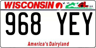 WI license plate 968YEY
