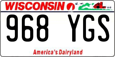 WI license plate 968YGS