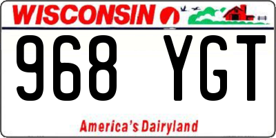 WI license plate 968YGT