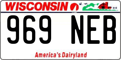 WI license plate 969NEB