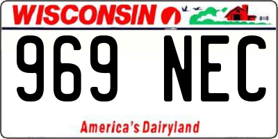 WI license plate 969NEC
