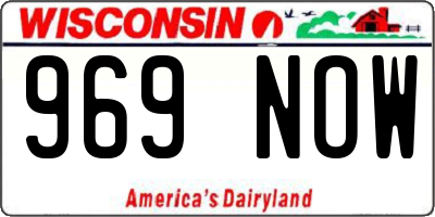 WI license plate 969NOW