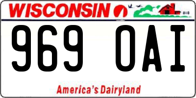 WI license plate 969OAI