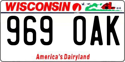 WI license plate 969OAK