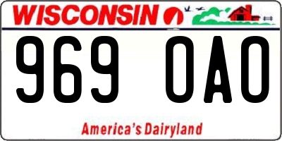 WI license plate 969OAO