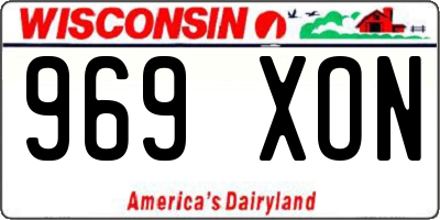 WI license plate 969XON