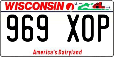 WI license plate 969XOP