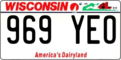 WI license plate 969YEO