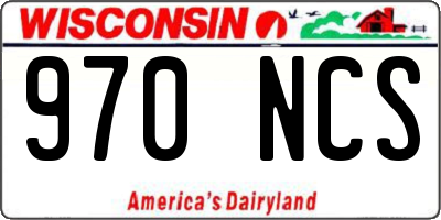 WI license plate 970NCS