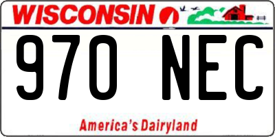 WI license plate 970NEC