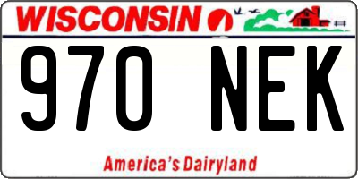 WI license plate 970NEK