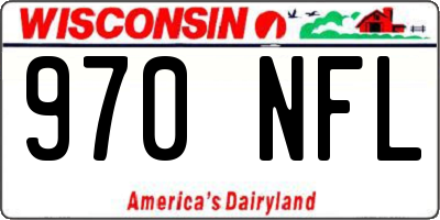 WI license plate 970NFL